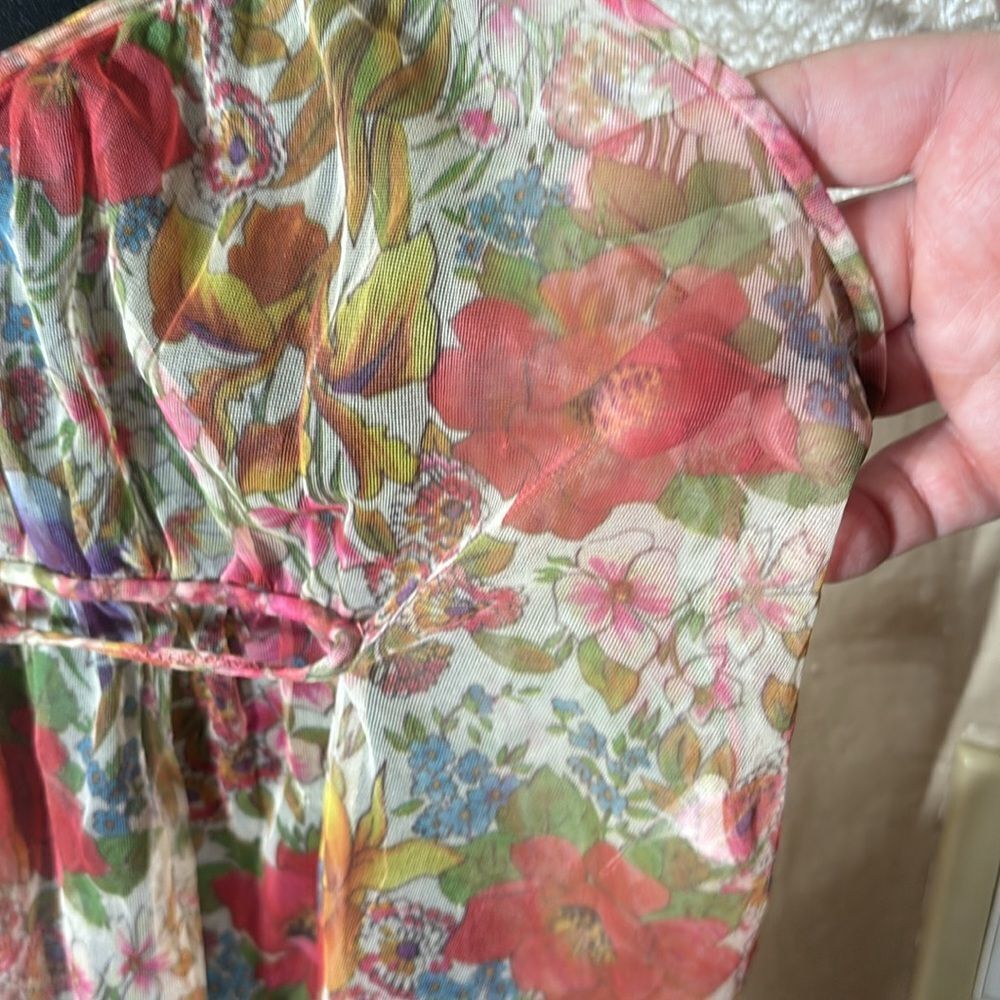Vintage kayser women’s nightgown maxi sheer floral colorful Bloomcore Fairycore - Picture 5 of 8